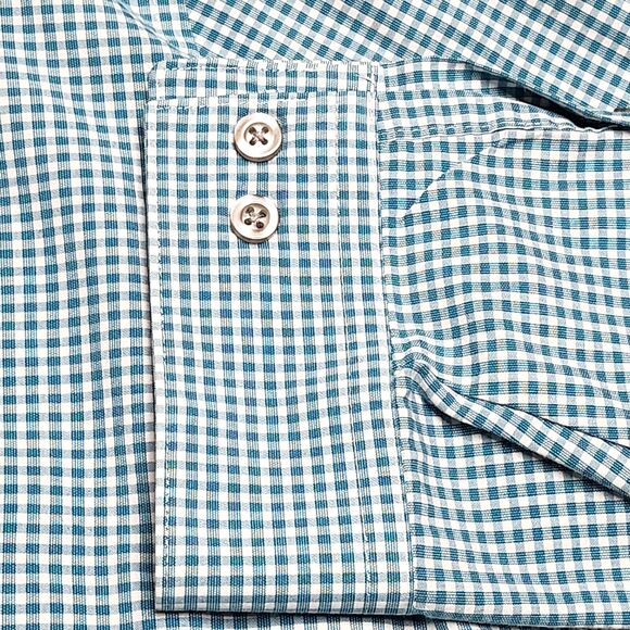 Unlisted Kenneth Cole Mens Dress Shirt Size XL 17-17 1/2 Blue Check Slim Fit - Picture 5 of 12